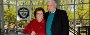 Helen L. Johnson with her twin brother, Dr. Harold Johnson, in 2012