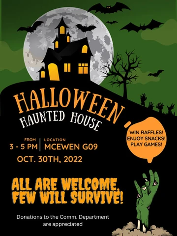 poster for Halloween event, Communication major, Audio/Radio major