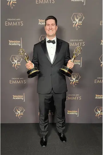 Steve Giammaria with Emmys by Stephanie Pfingsten