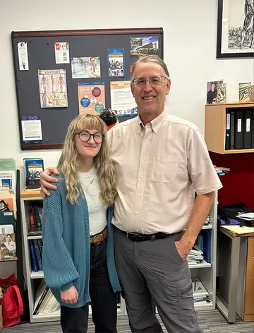 Honors Student of the Month Mia Piede, with Dr. Ted Lee.