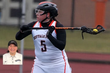 Alana Herne playing lacrosse for SUNY Buffalo State