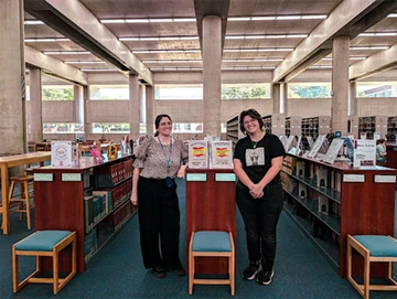 Honors Program Student of the Month Owen Wagner with Christina Hilburger