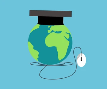 illustration of Earth with mortarboard
