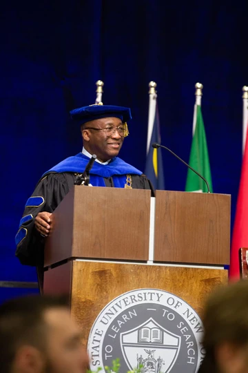 President Stephen H. Kolison Jr. gives his Charge to the Graduates at Commencement