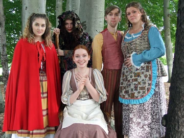 theatre students starring in Into the Woods in costume