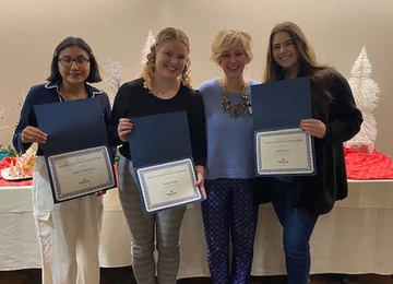 Marion Sonnenfeld Scholarship recipients with Vice Provost, Early Childhood Education major, Childhood Education major, Music Education major