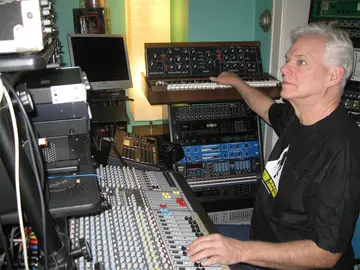Armand Petri, in his Funhouse Studio, where 10,000 Maniacs and Goo Goo Dolls recorded albums that Petri produced.