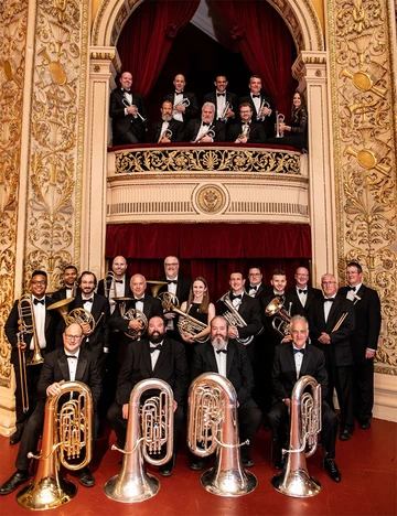 brass players on stage