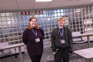 Elliot Sommers, with Compeer adviser and SUNY Fredonia alumna Hayley Kasprzycki.