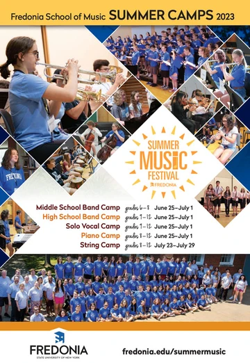 poster for SUNY Fredonia Summer Music Festival of camps
