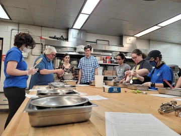 students making truffles in commissary