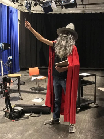 student in wizard costume