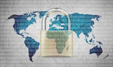 image of world with computer code and padlock