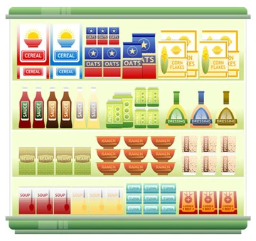 illustration of food on shelves