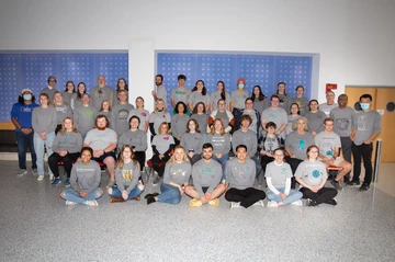 group of students and faculty with their self-designed STEM t-shirts, Biology major, Chemistry major, Biochemistry major, Medical Technology major, Molecular Genetics major