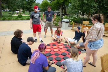 students play game on Williams Center patio