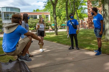 group of students talking