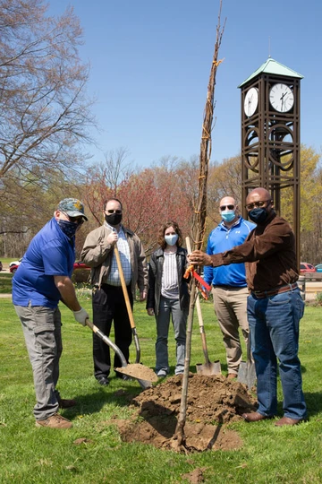 tree planting on campus