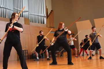 Fredonia students in stage fighting class