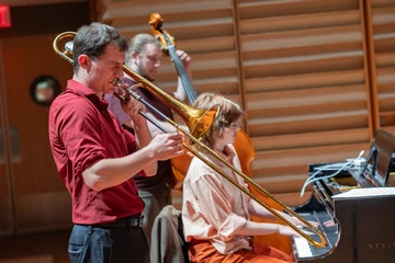 Jazz ensemble practicing, jazz program, jazz studies