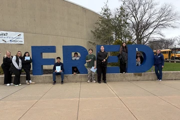 Silver Creek High School campus visit by the FRED sign