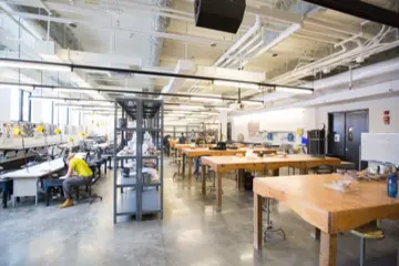 a wide image of the ceramic studio in Rockefeller Arts Center