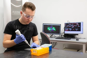 student in chemistry lab