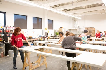 students build a theatre set