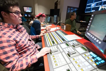students work on a  television production in Thompson studio