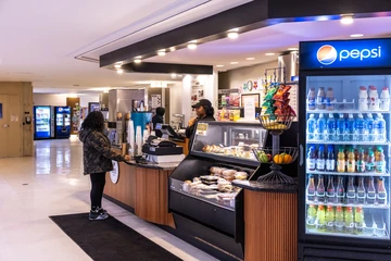 Food and drink available on the way into the library to fuel any study session