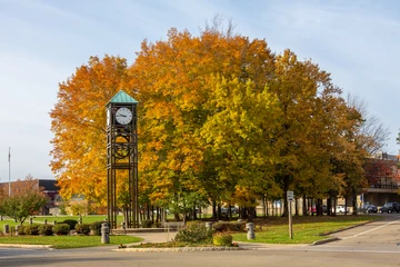 view of the clocktower looking into campus