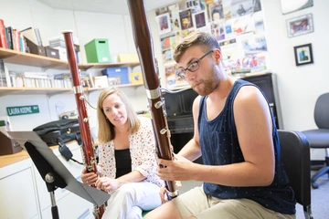Music performance major in a bassoon lesson