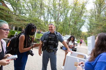 criminal justice students meet with a Fredonia officer; criminal justice degree; degree in criminal justice; criminal justice major, Degree in criminal justice, degree criminal justice, criminal justice degree. 