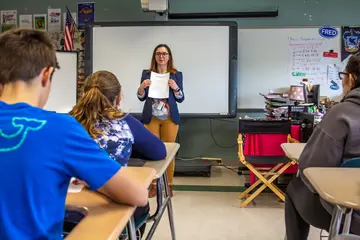 Major in english, english major, english degree, teacher certification, english teaching. Fredonia student teaching in a classroom. English teaching, English teacher certification, English teacher requirements
