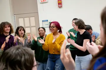 School of Music students in a music therapy class, working toward their music therapy degree, or degree in music therapy. music therapy program