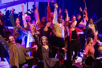 Fredonia students on stage in a production of The Great Comet. musical theatre, musical theatre degree, degree in musical theatre, musical theatre program, musical theatre major