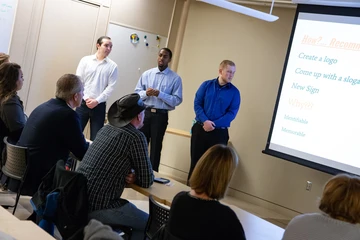 students make a presentation to a class