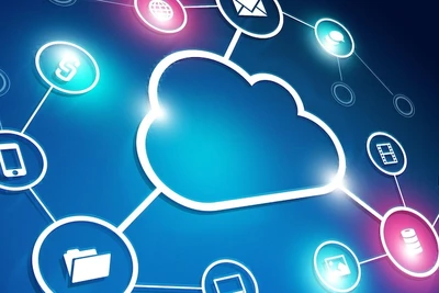 Graphic showing a cloud and connected services