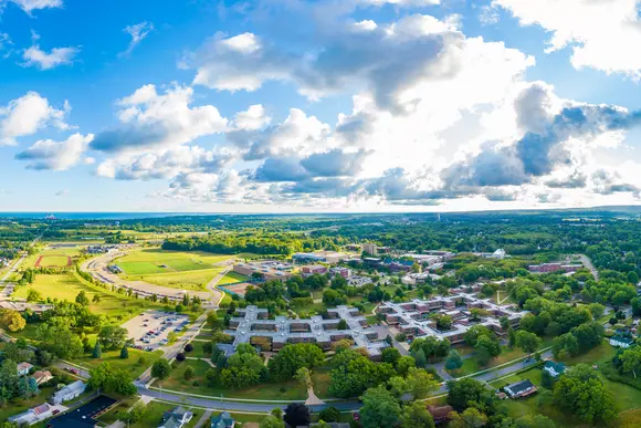 aerial photo of SUNY Fredonia campus