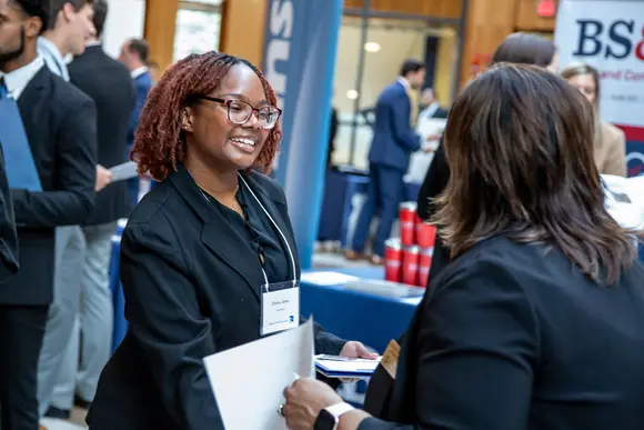 student at career development fair