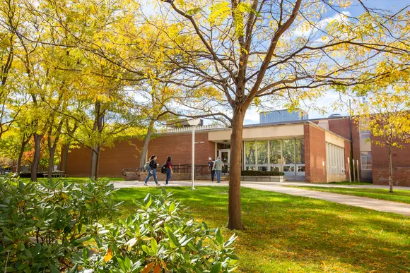 A typical fall campus scene.