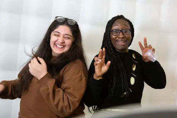 Fredonia student attending the Lation Unidoa Carnival.