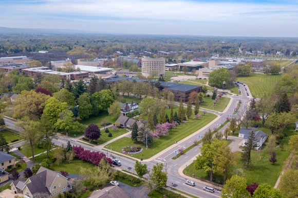 campus entrance aerial view