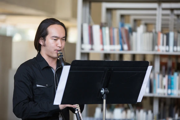 Student playing clarinet