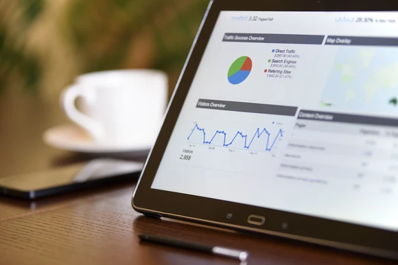 screen with data and charts