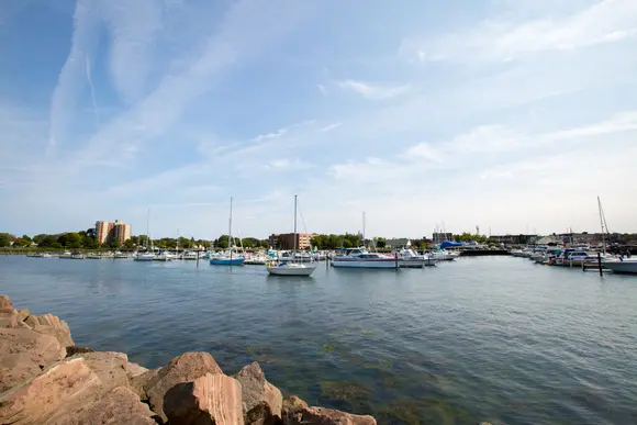 Dunkirk pier with sailboats, one of the many water attractions near Fredonia 