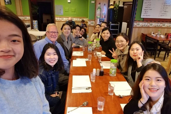 students at restaurant