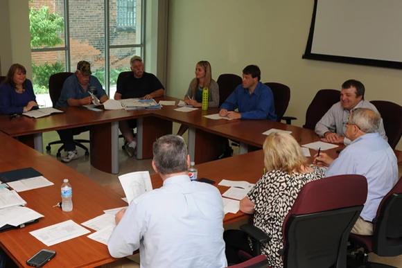 Meeting being held in large conference room