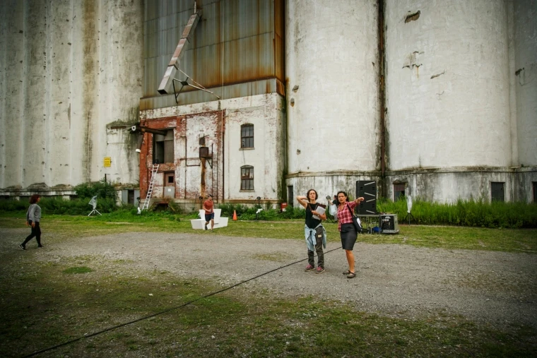 Marisa Caruso during a tech rehearsal for a site-specific production in 2017 at Silo City, Buffalo.