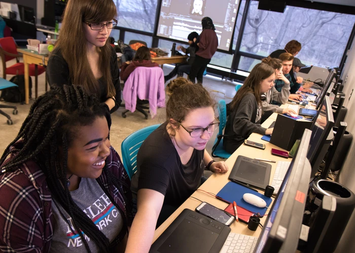 Animation students in the lab